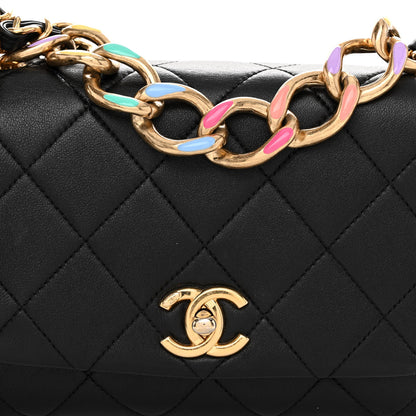 Chanel Lambskin Quilted Small Color Match Flap Black Multicolor 8 of 10