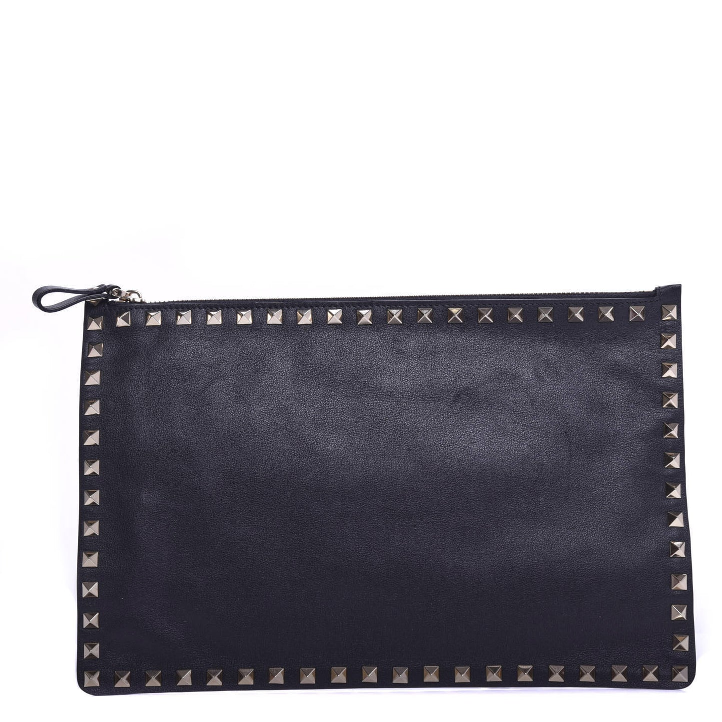 Vitello Large Rockstud Zip Pouch Black