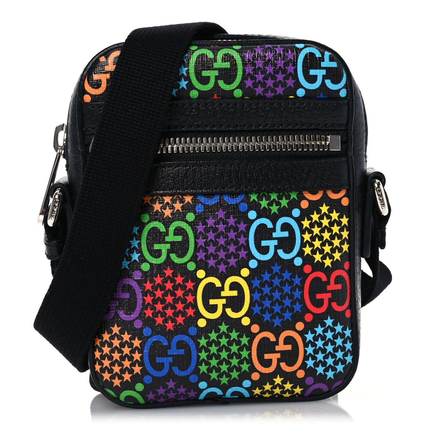 GG Supreme Monogram Psychedelic Messenger Bag Black