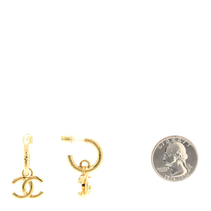 Chanel CC Hoop Drop Earrings Gold 2 of 5