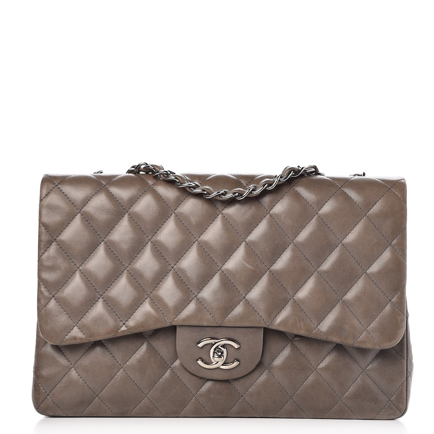 Chanel Lambskin Quilted Jumbo Single Flap Dark Grey 1 of 16
