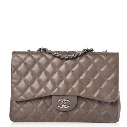 Chanel Lambskin Quilted Jumbo Single Flap Dark Grey 1 of 16