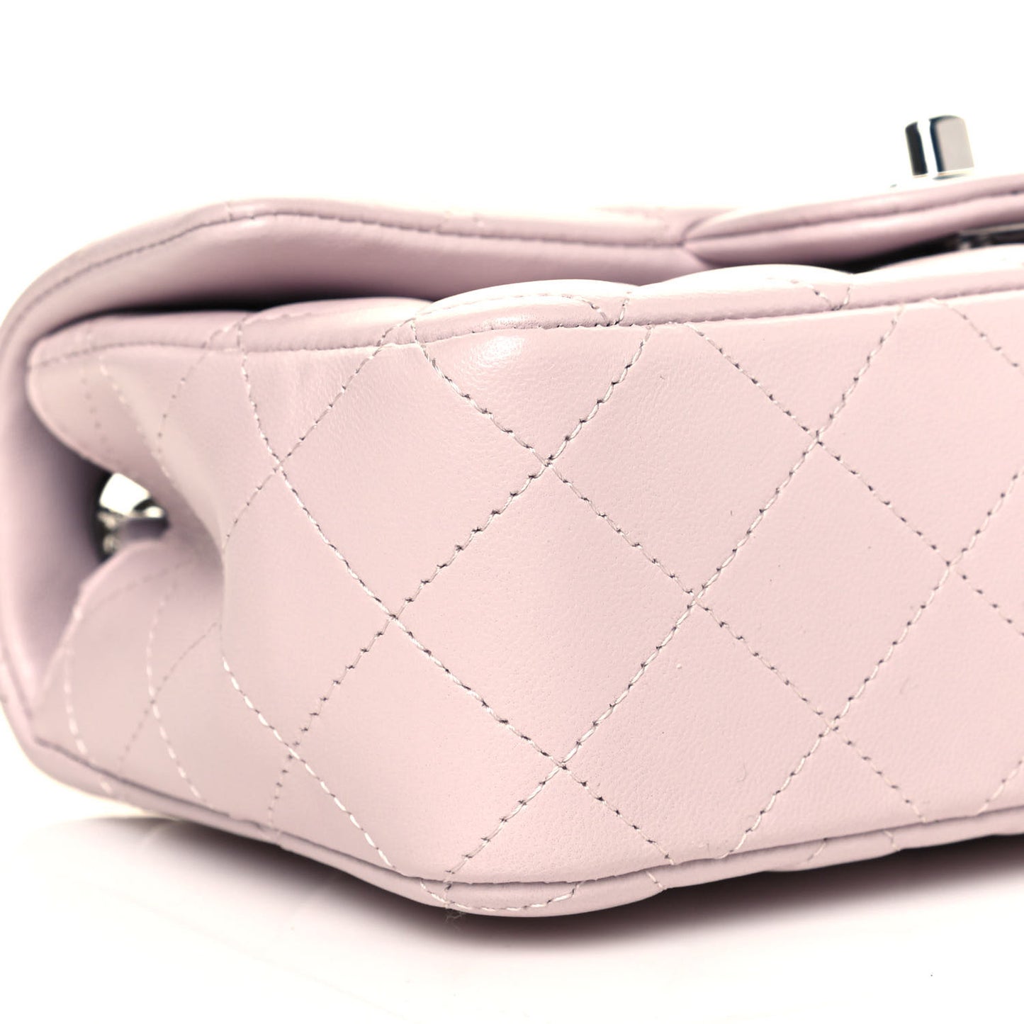Lambskin Quilted Mini Rectangular Flap Light Purple