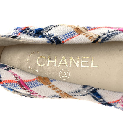 Chanel Tweed Grosgrain CC Espadrilles 39 White Blue Pink Green Black 7 of 8