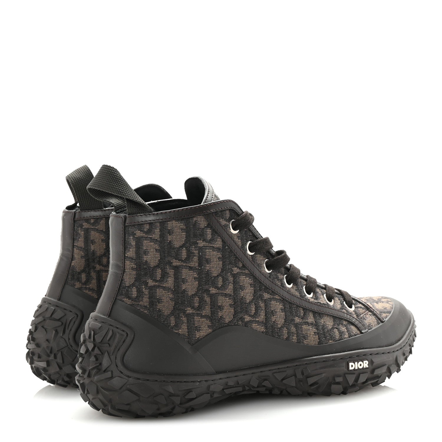 Christian Dior Jacquard Rubber Oblique Mens B28 High Top Sneakers 42 Brown 5 of 9
