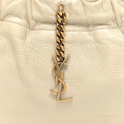 Saint Laurent Calfskin Pac Pac Ruched Hobo Winter White 8 of 10