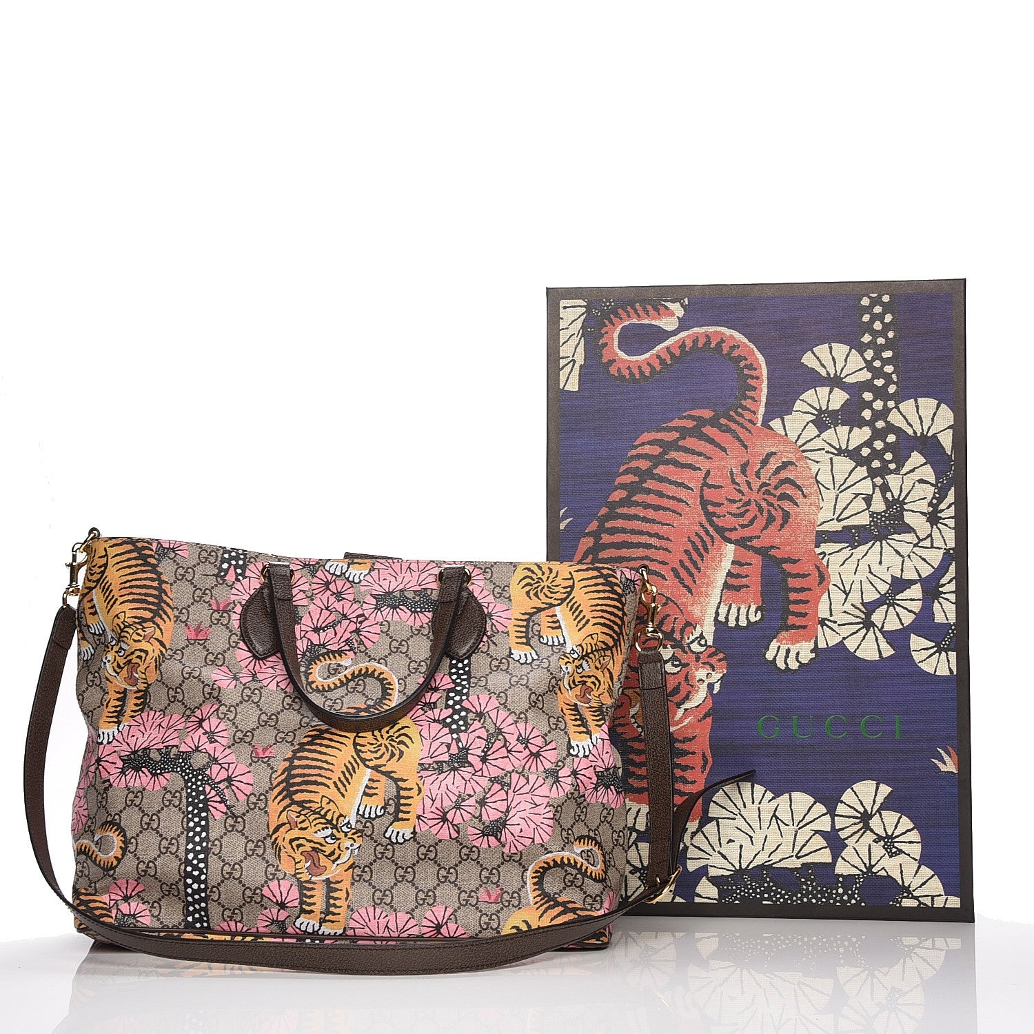 Gucci Soft GG Supreme Monogram Bengal Medium Crossbody Tote Beige Pink 9 of 9