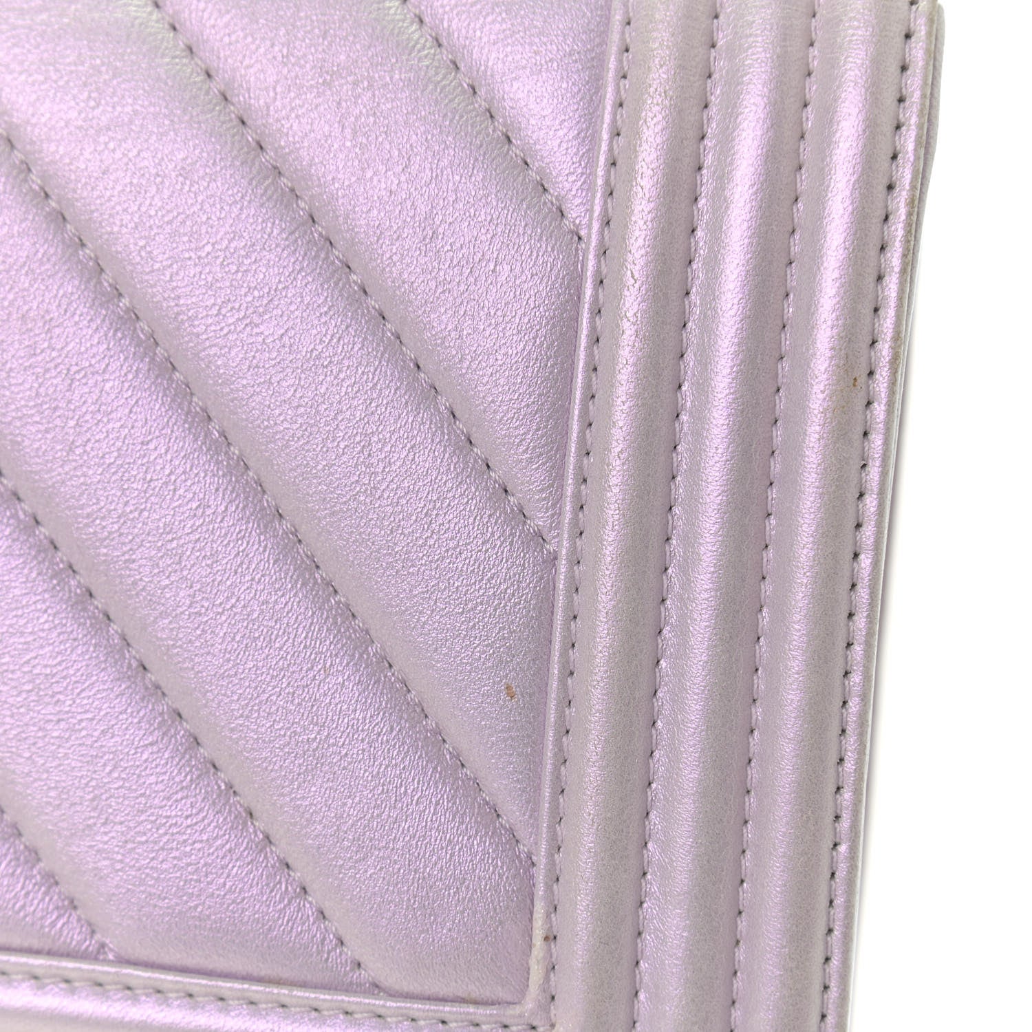 Chanel Metallic Lambskin Chevron Quilted Medium Boy Flap Purple 19 of 21