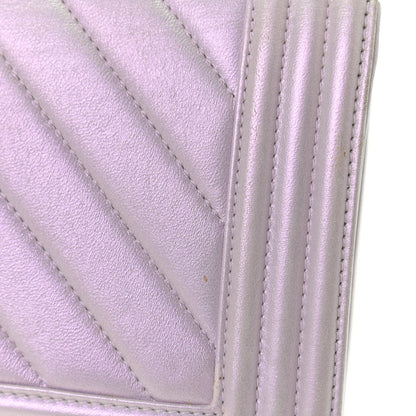 Chanel Metallic Lambskin Chevron Quilted Medium Boy Flap Purple 19 of 21