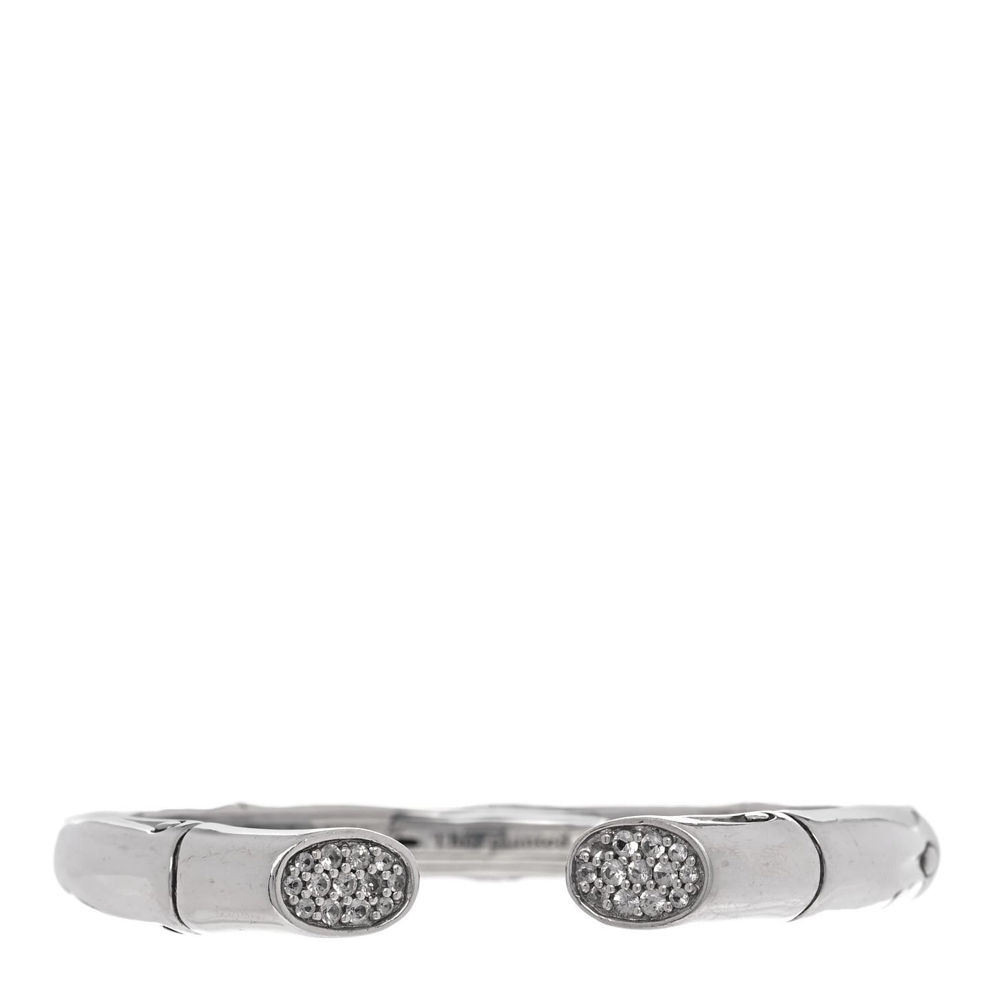 Sterling Silver White Sapphire Bamboo Kick Cuff Bracelet