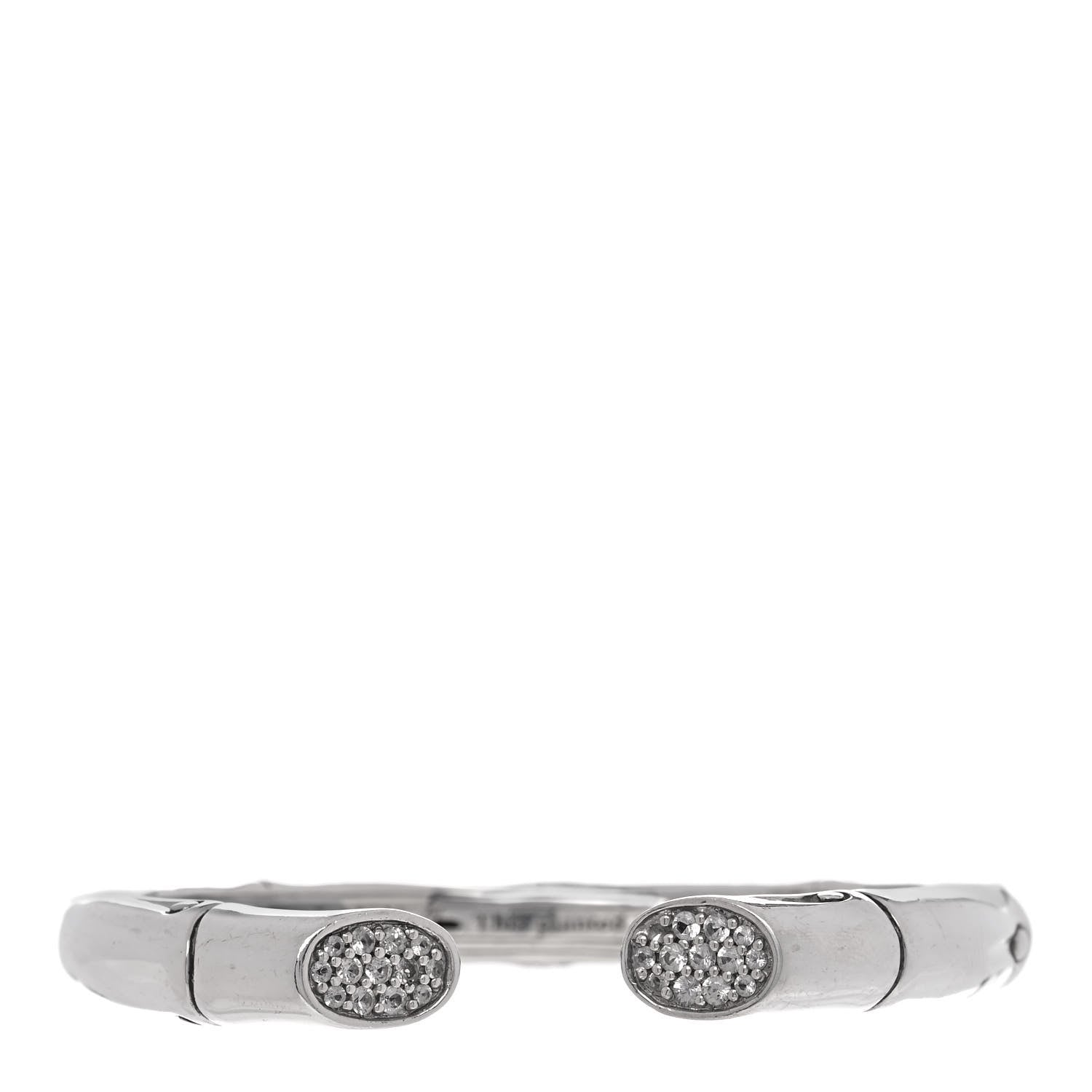 John Hardy Sterling Silver White Sapphire Bamboo Kick Cuff Bracelet 1 of 5