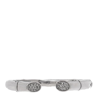 John Hardy Sterling Silver White Sapphire Bamboo Kick Cuff Bracelet 1 of 5