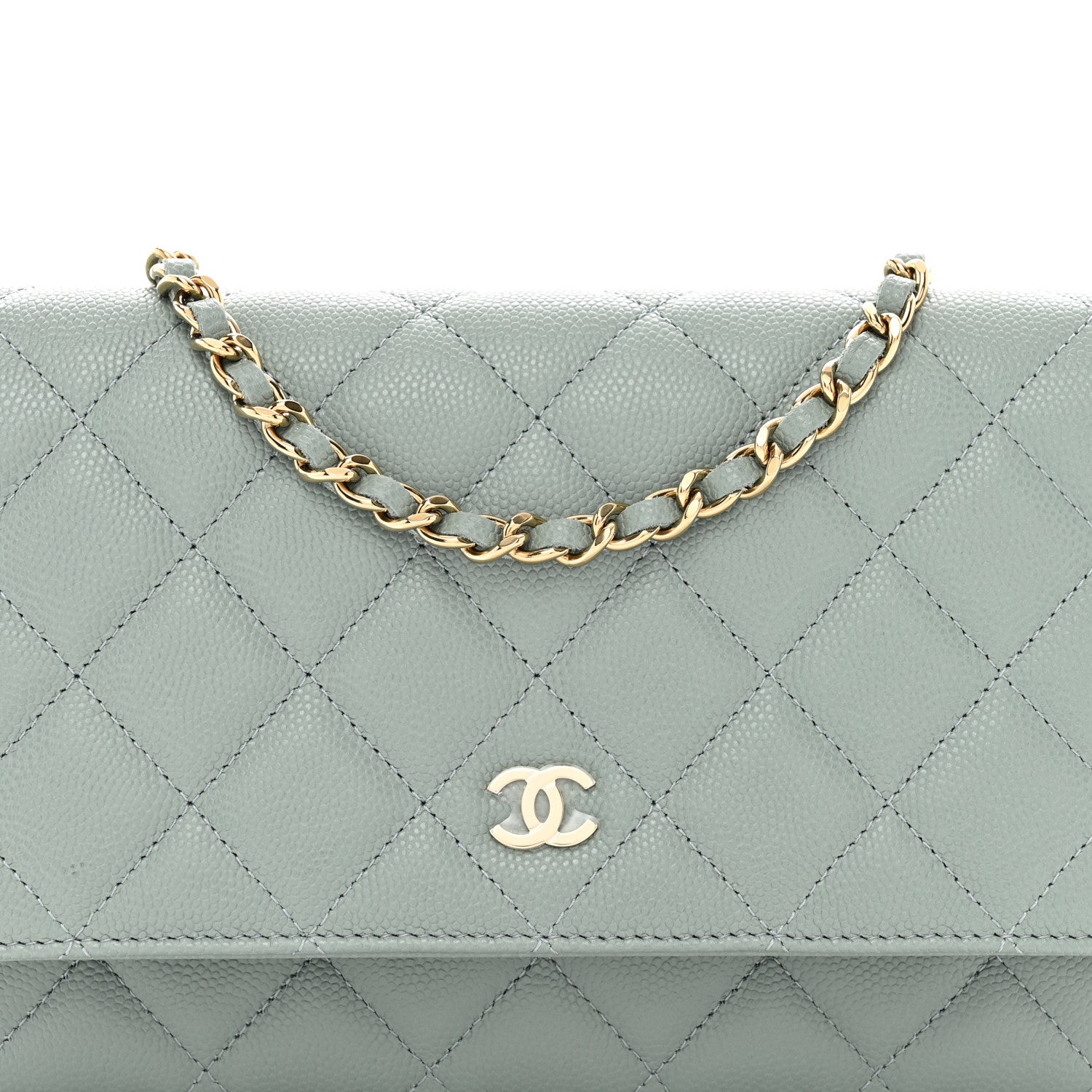 Chanel Caviar Quilted Wallet On Chain WOC Grey 5 of 12