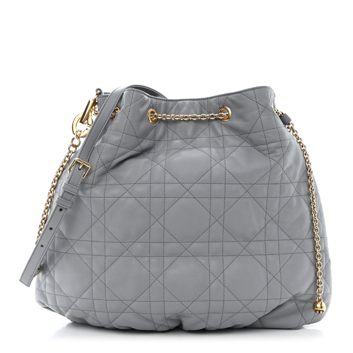 Lambskin Supple Macrocannage Ammi Bag Grey