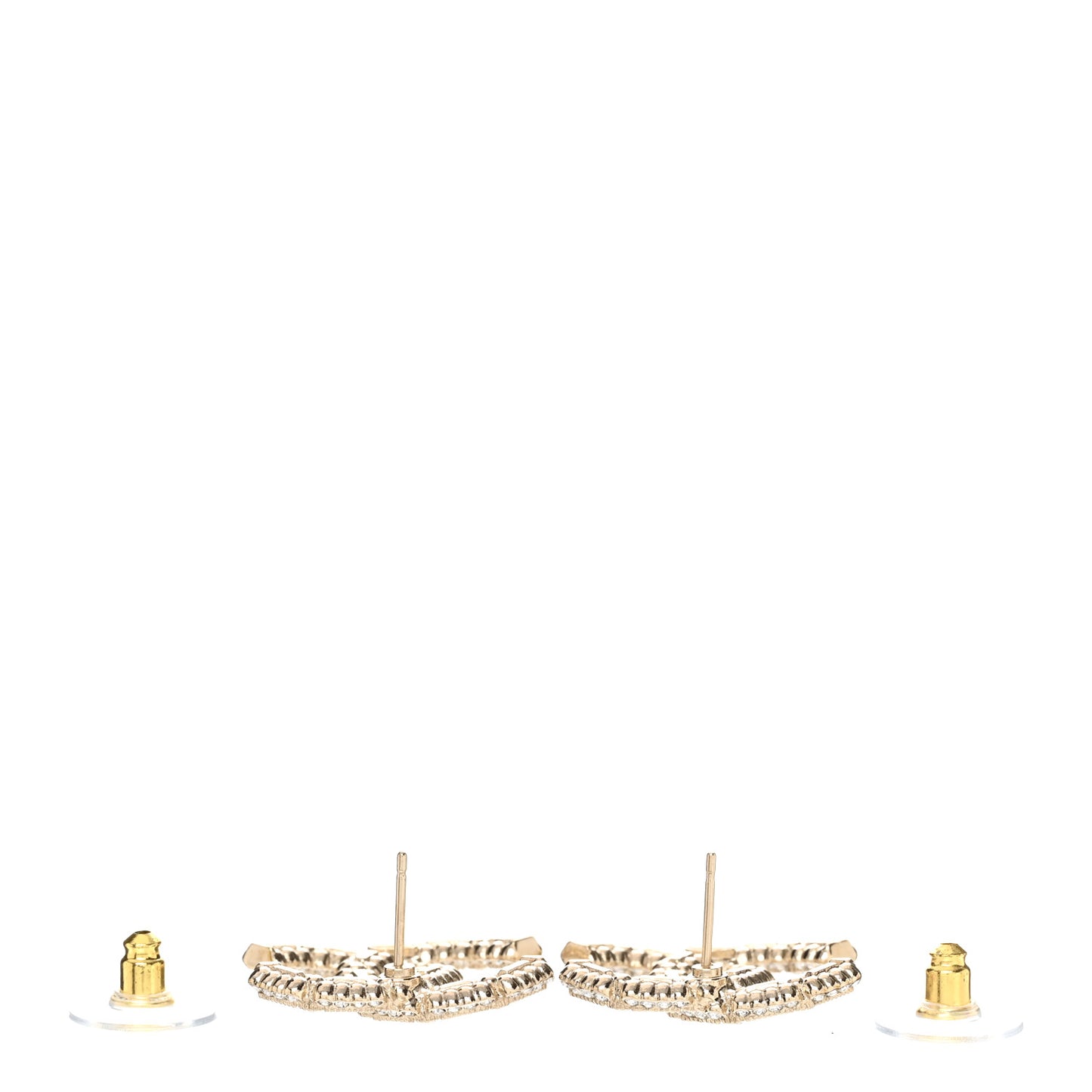 Crystal Baguette Pearl CC Earrings Gold Pearly White