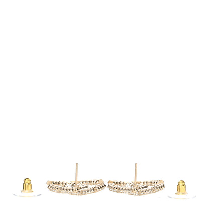 Chanel Crystal Baguette Pearl CC Earrings Gold Pearly White 3 of 5