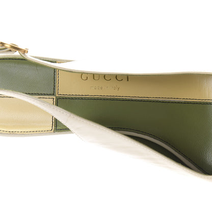 Gucci Malaga Kid Half Moon GG Square Toe Slingback Pumps 37 Vintage White 7 of 10