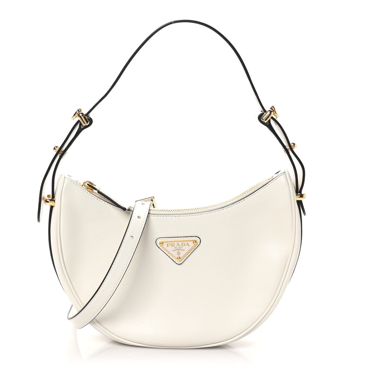Prada Soft Calfskin Arque Shoulder Bag White 1 of 9