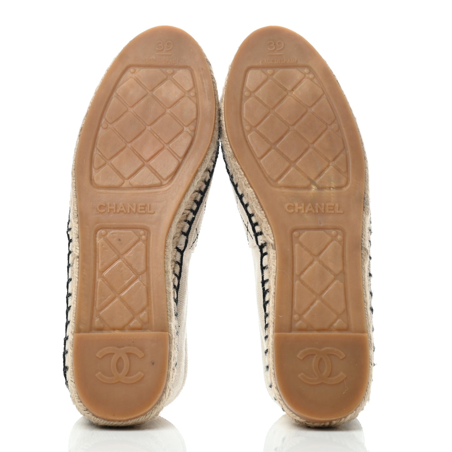 Fabric Biarritz CC Espadrilles 39 Beige Black