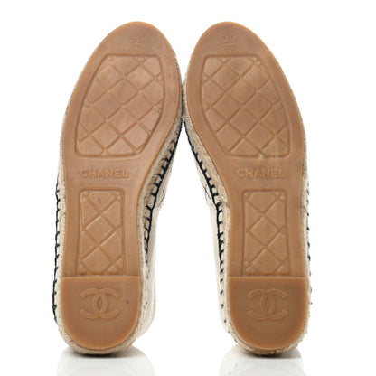 Chanel Fabric Biarritz CC Espadrilles 39 Beige Black 5 of 8