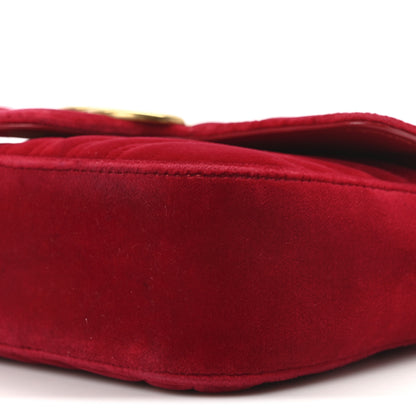 Gucci Velvet Matelasse Mini GG Marmont Shoulder Bag Hibiscus Red 10 of 10