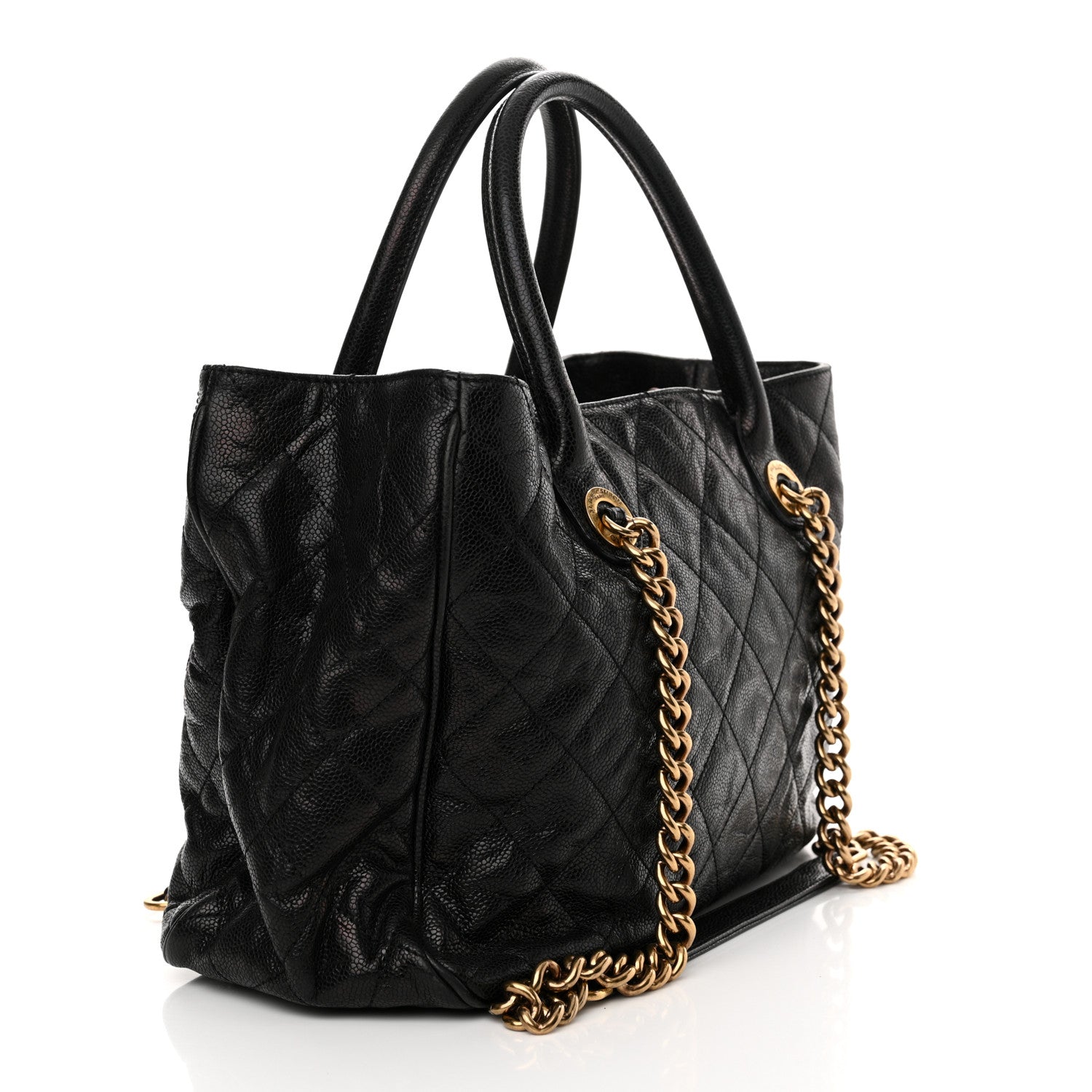 Chanel Glazed Caviar Quilted Small Shiva Tote Black 3 of 12