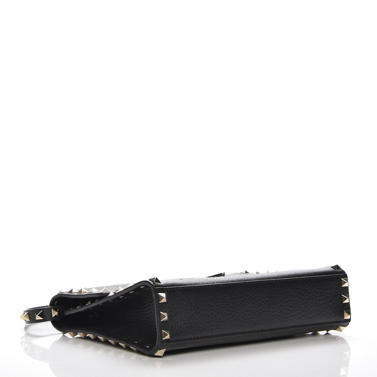 Pebbled Calfskin Medium Rockstud Flip Lock Crossbody Bag Black