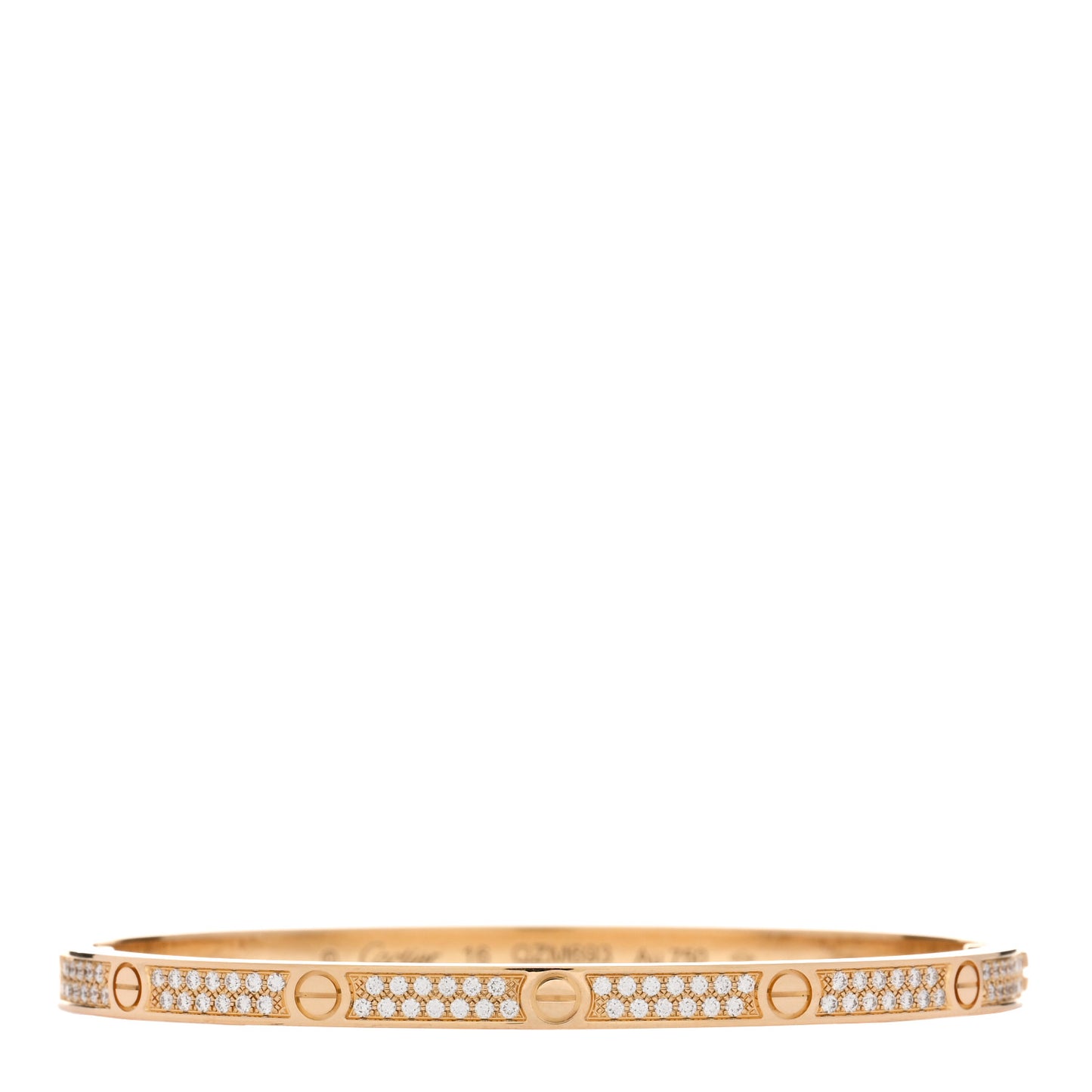 18K Yellow Gold Diamond Small LOVE Paved Bracelet 16