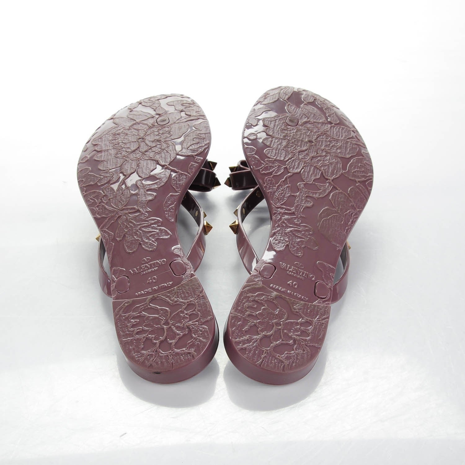 Valentino Garavani PVC Jelly Rockstud Bow Thong Sandals 40 Dark Mauve 5 of 7