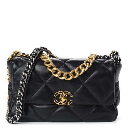 Chanel Lambskin Quilted Large 19 Flap Black 1 of 10