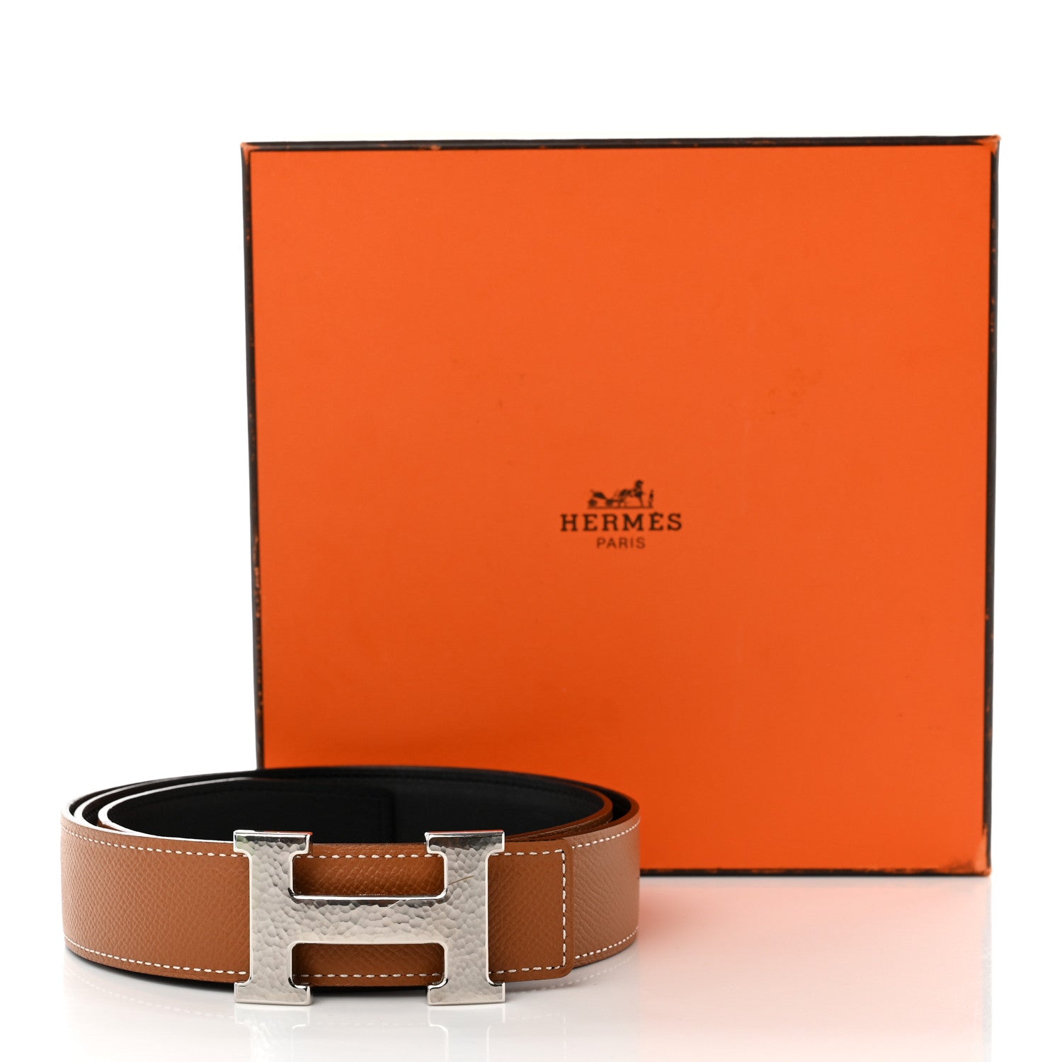 Hermes Epsom Swift 32mm Martelee H Belt 95 Gold Black 7 of 7