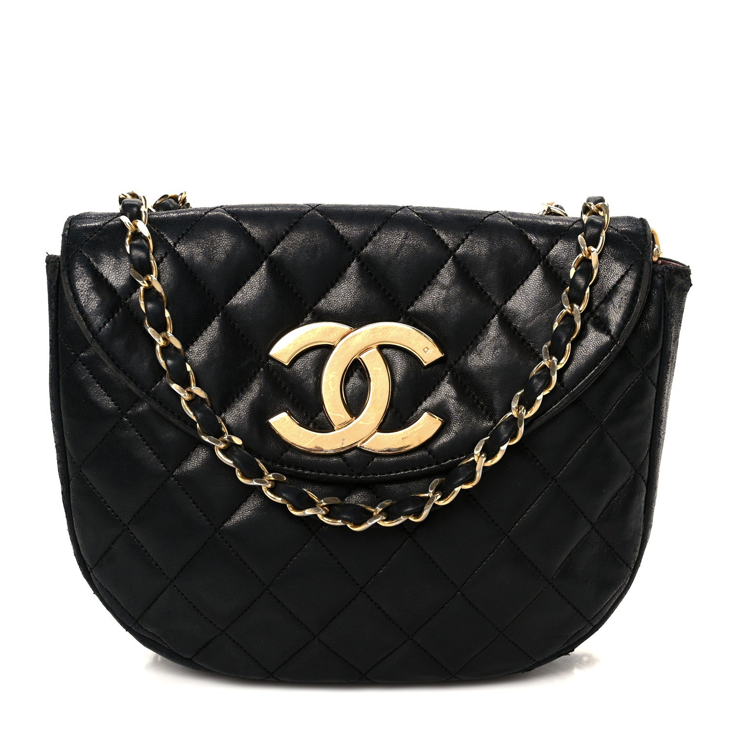 Chanel Lambskin Quilted Half Moon Flap Black 1 of 11