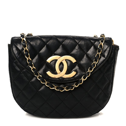 Chanel Lambskin Quilted Half Moon Flap Black 1 of 11