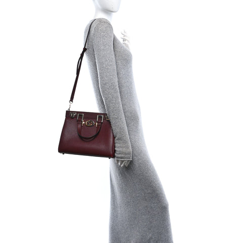 Grainy Calfskin Small Zumi Top Handle Bag Vintage Bordeaux