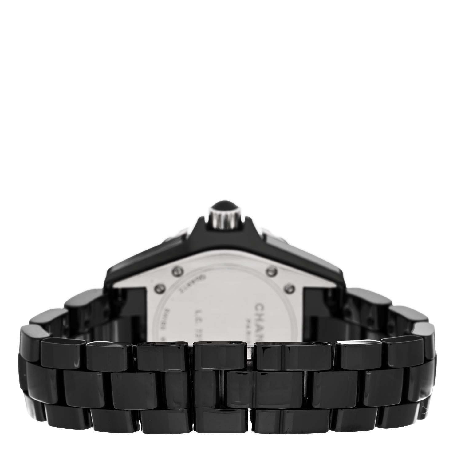 Chanel Stainless Steel Ceramic Diamond 33mm J12 Quartz Watch Black 3 of 5