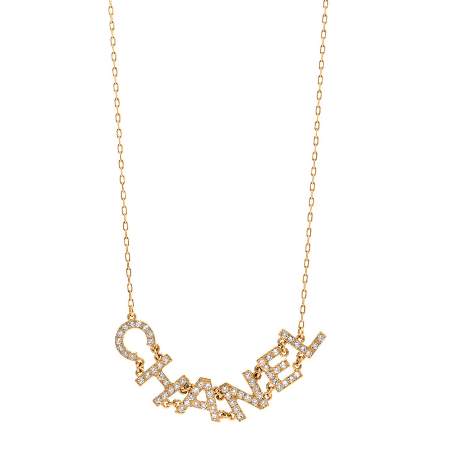 Metal Crystal 90's Icon Logo Necklace Gold