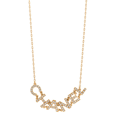Chanel Metal Crystal 90's Icon Logo Necklace Gold 1 of 6