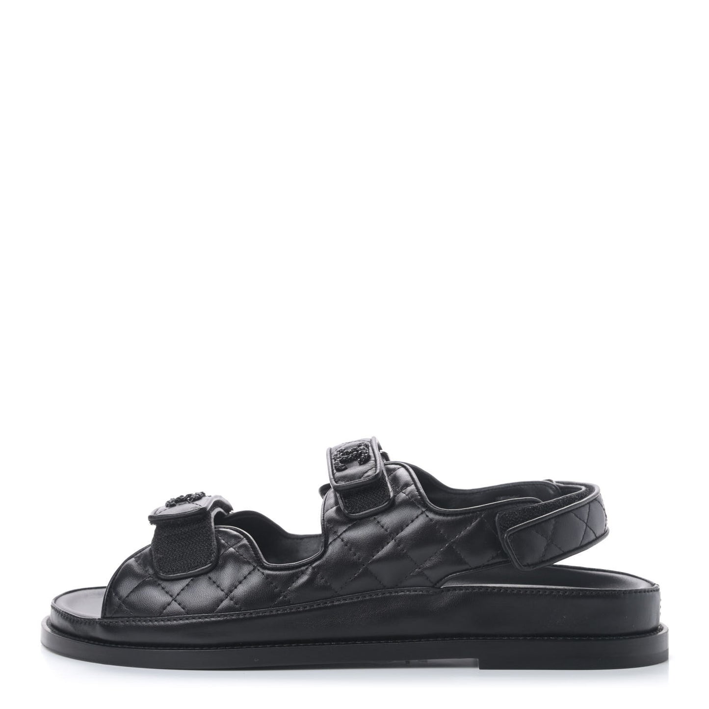 Lambskin Velcro Dad Sandals 41.5 Black