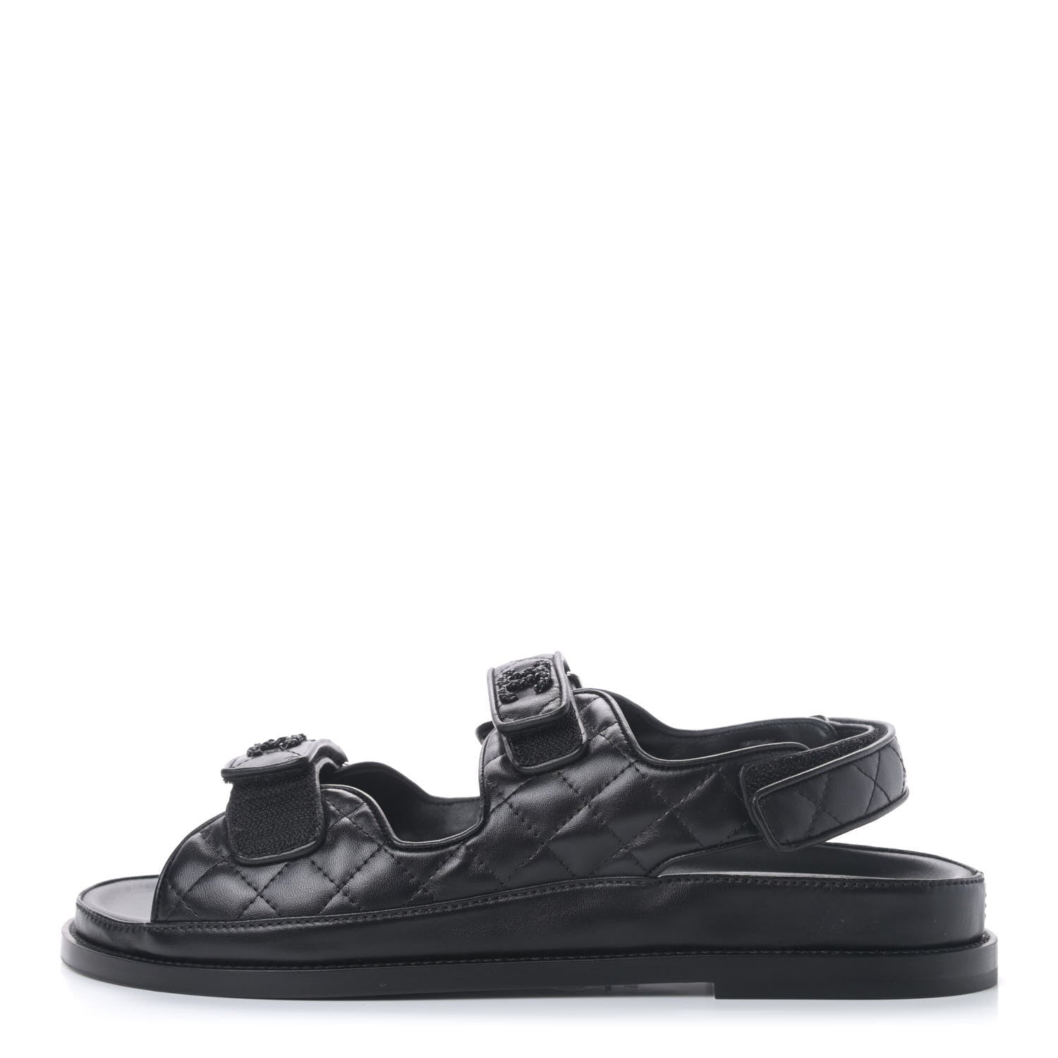 Chanel Lambskin Velcro Dad Sandals 41.5 Black 1 of 6