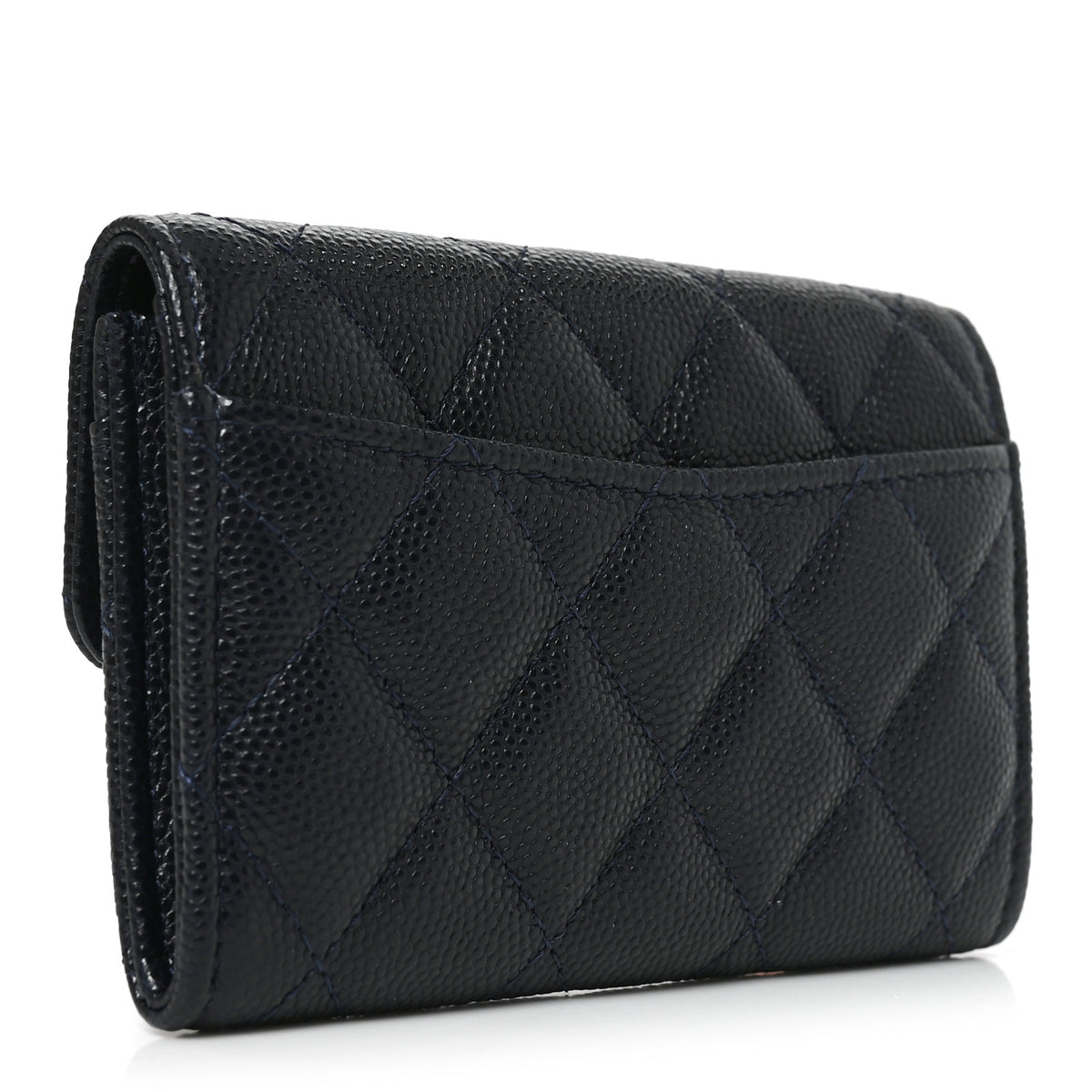Chanel Caviar Quilted Flap Card Holder Navy Blue 3 of 9