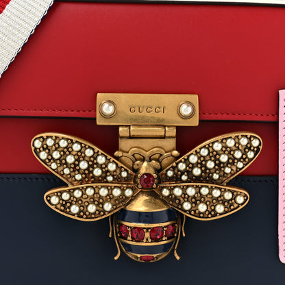 Gucci Calfskin Sylvie Web Small Queen Margaret Top Handle Bag Blue Agata Hibiscus Red Mystic White Sugar Pink 9 of 13