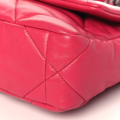 Chanel Shiny Goatskin Quilted Medium Chanel 19 Flap Dark Pink 9 of 9