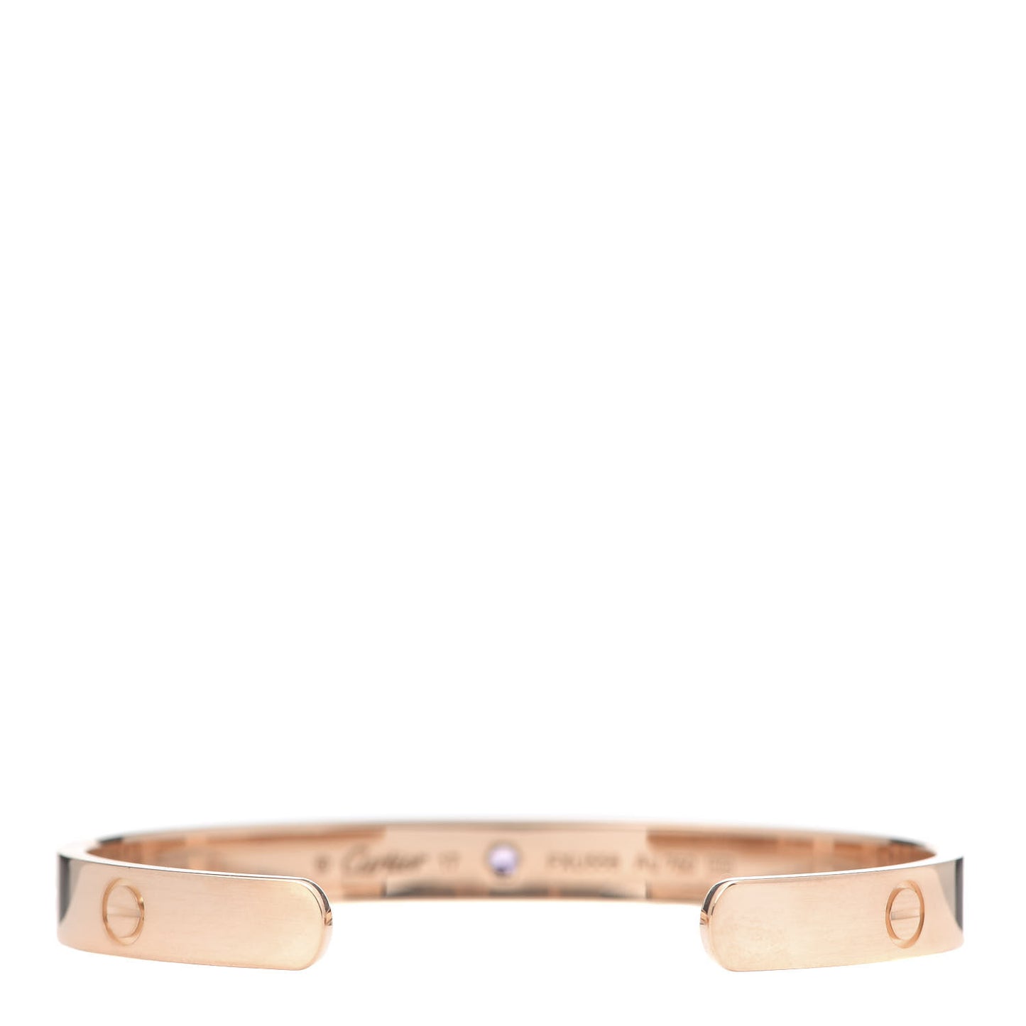 18K Pink Gold Pink Sapphire LOVE Cuff Bracelet 17