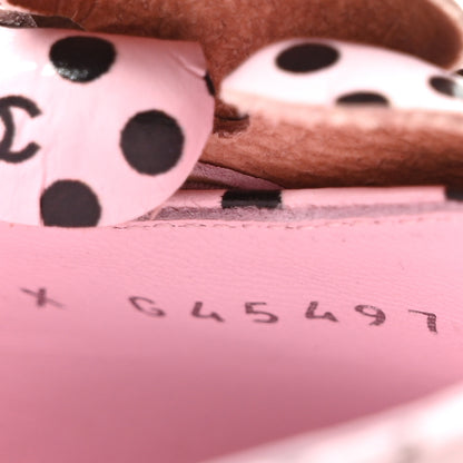 Chanel Lambskin Patent Calfskin Cap Toe Polka Dot Camellia Mary Jane Flats 36 Pink Black 9 of 9