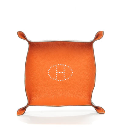 Hermes Taurillon Clemence Mises et Relances MM Change Tray Orange Etoupe 3 of 6