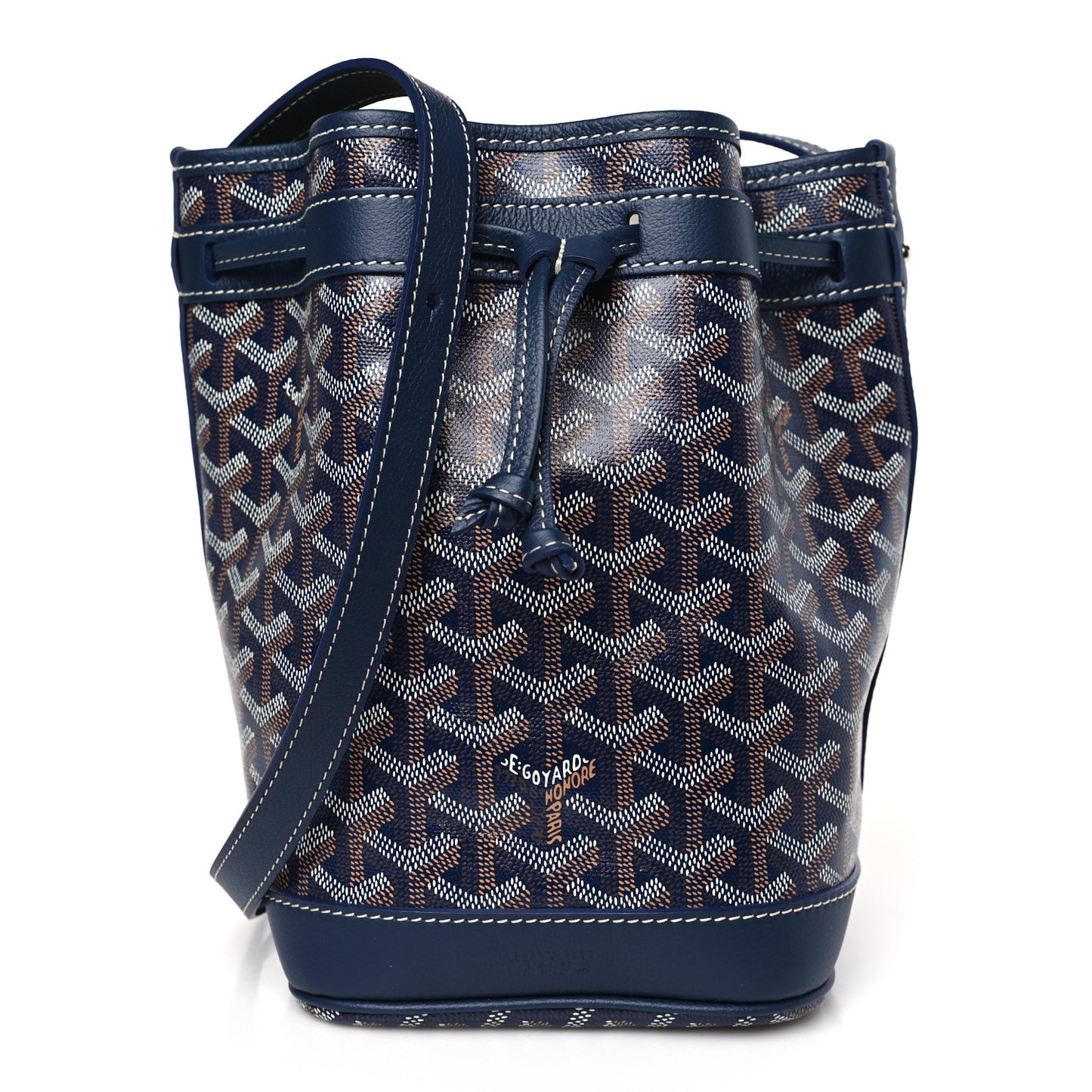 Goyardine Petit Flot Bucket Bag PM Navy
