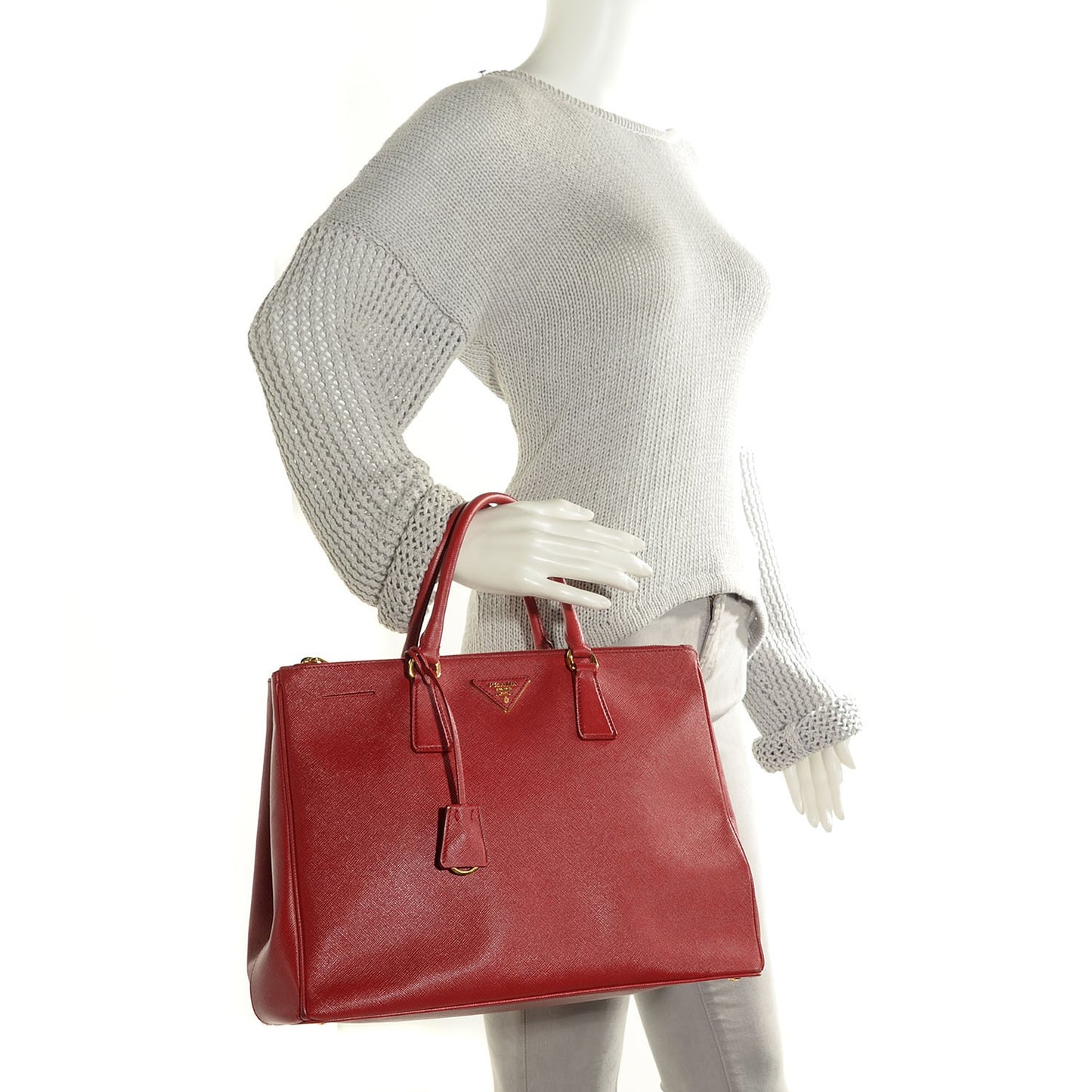 Saffiano Large Galleria Double Zip Tote Fuoco