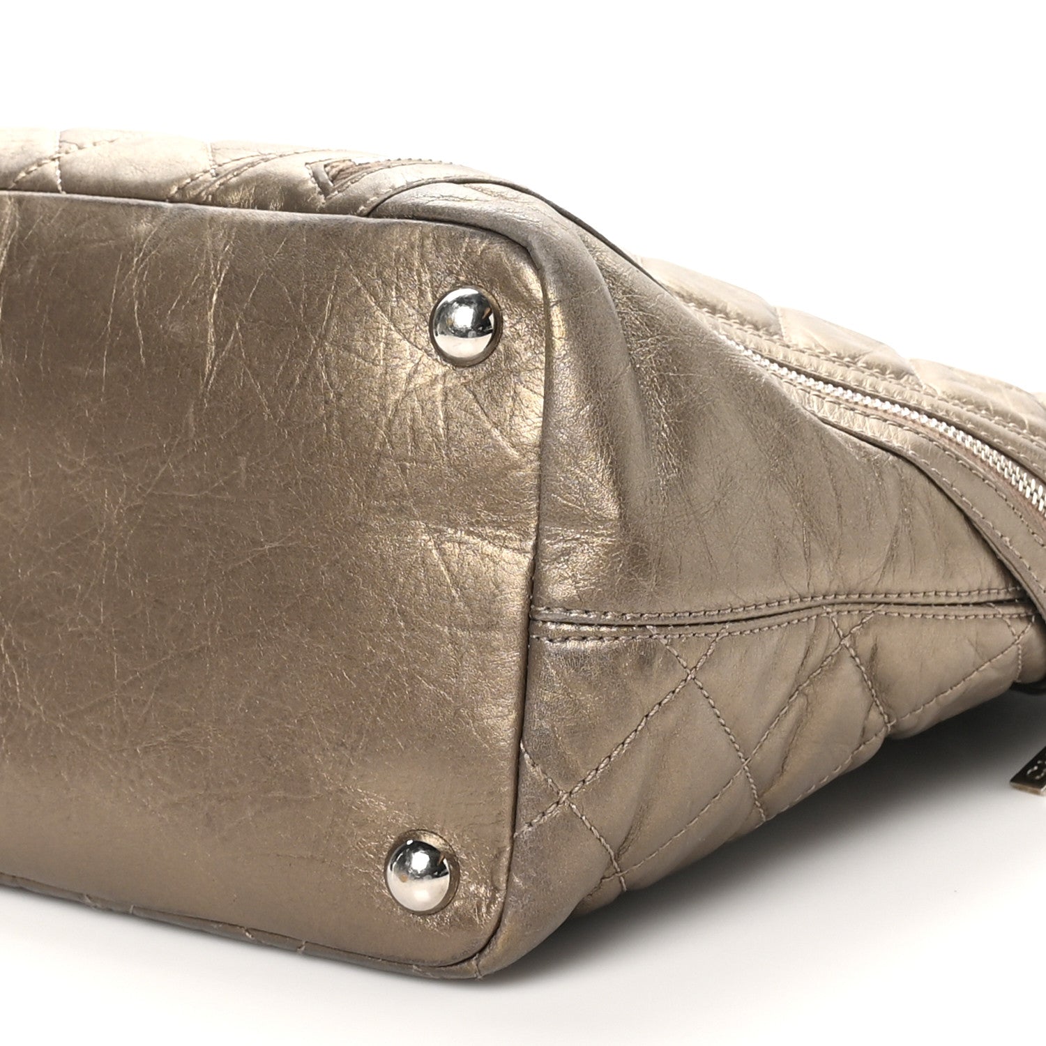 Chanel Metallic Aged Calfskin Quilted Large Cotton Club Tote Bronze 10 of 10