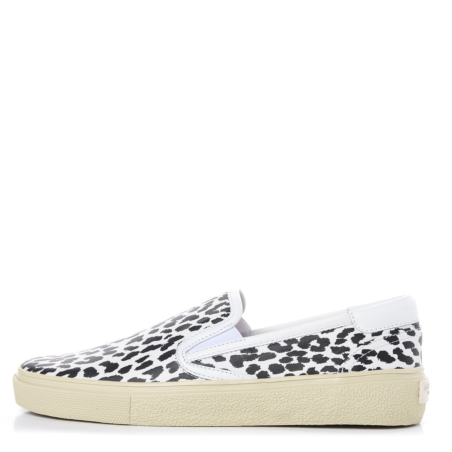 Soft Calfskin Babycat Leopard Skate Slip On Sneakers 38.5 Black White