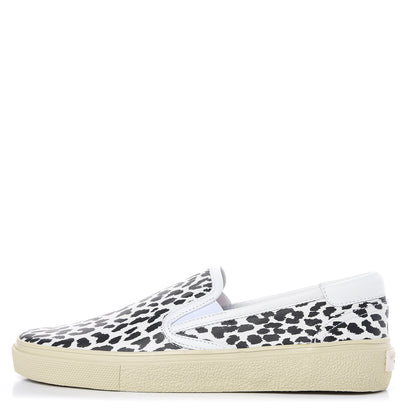 Saint Laurent Soft Calfskin Babycat Leopard Skate Slip On Sneakers 38.5 Black White 1 of 8